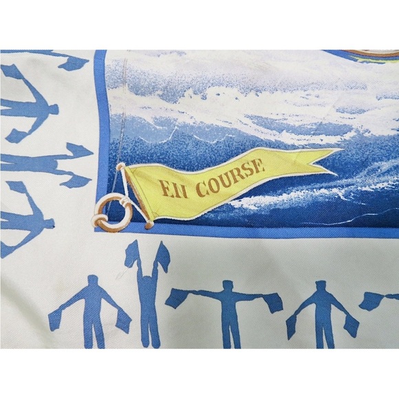 Hermès Blue and Yellow Silk Scarf - Picture 9 of 12